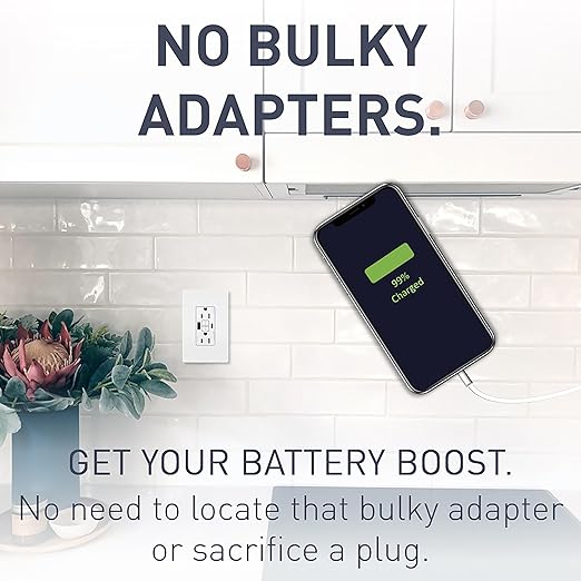 Legrand Radiant 2097TRUSBACW 15 Amp GFCI Self Test Tamper Resistant Decorator Duplex Outlet with USB Type A and C, White (1 Count)