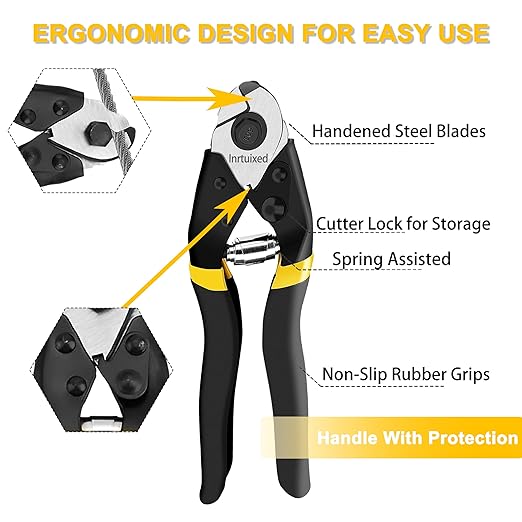 Intrux 1/8" Steel Cable Kit, 165FT, 7x7 Strand Core Metal Wire for Garden & Deck Railing (38, 165FT)