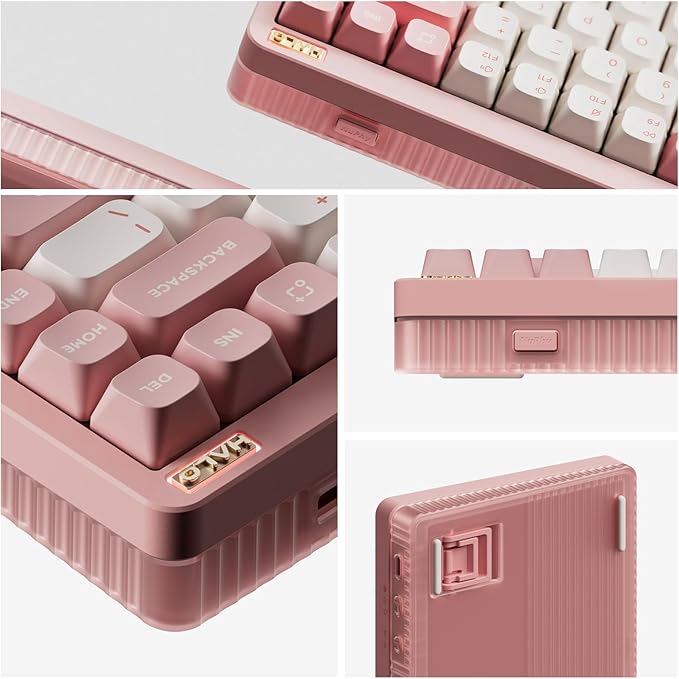nuphy Halo75 V2 Mechancial Gaming Kyeboard,75% Wireless Hot Swappable Bluetooth Keyboard,83 Kyes RGB Backlit Keyboard,Support Bluetooth/2.4GHz/USB-C (Pink, Raspberry (46gf))