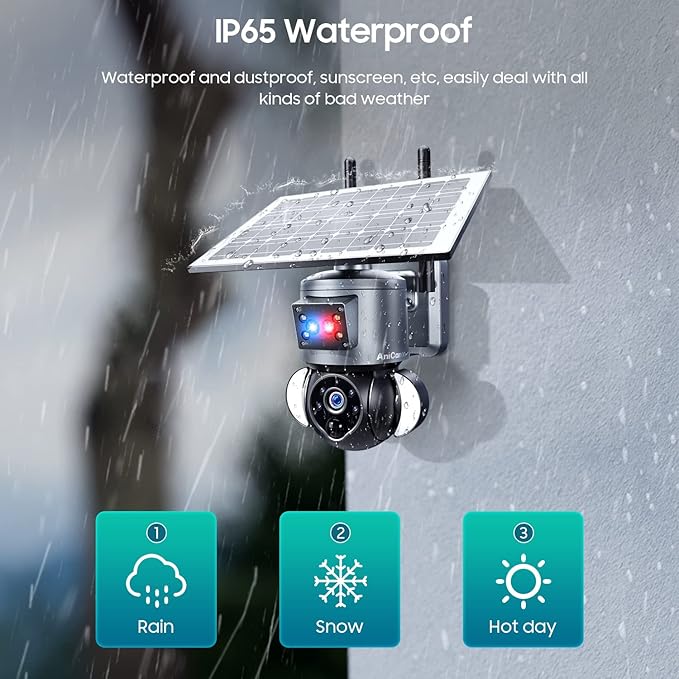 Solar Security Cameras Wireless Outdoor,Remote 2K WiFi 360° View Wireless Solar Powered Cameras for Home, PIR Motion Sensor Floodlight with Siren Color Night Vision