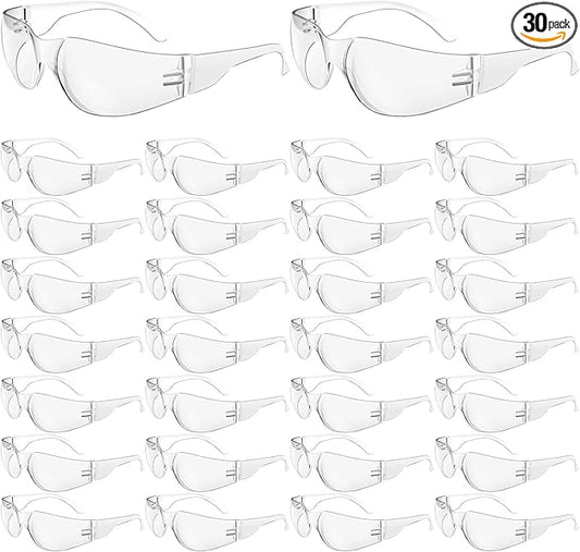 WFEANG Transparently Safety Glasses 30 Pair Protective Eyewear for Men Women ANSI Z87.1 Scratch & Impact Resistant Eye Protection for WorkLab Construction (Clear-30pack)