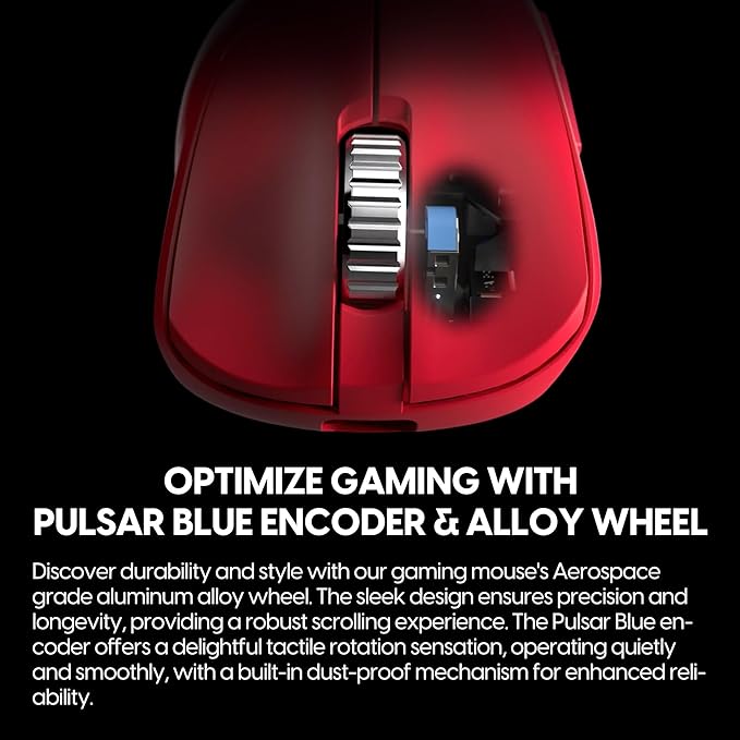 Pulsar Gaming Gears - Xlite v3 ES Wireless Gaming Mouse, Limited Edition, Ergonomic, Optical Switch, OLED Display, Driverless, PAW3395 Sensor, 100H Battery, 4K dongle Included (Medium, Red)