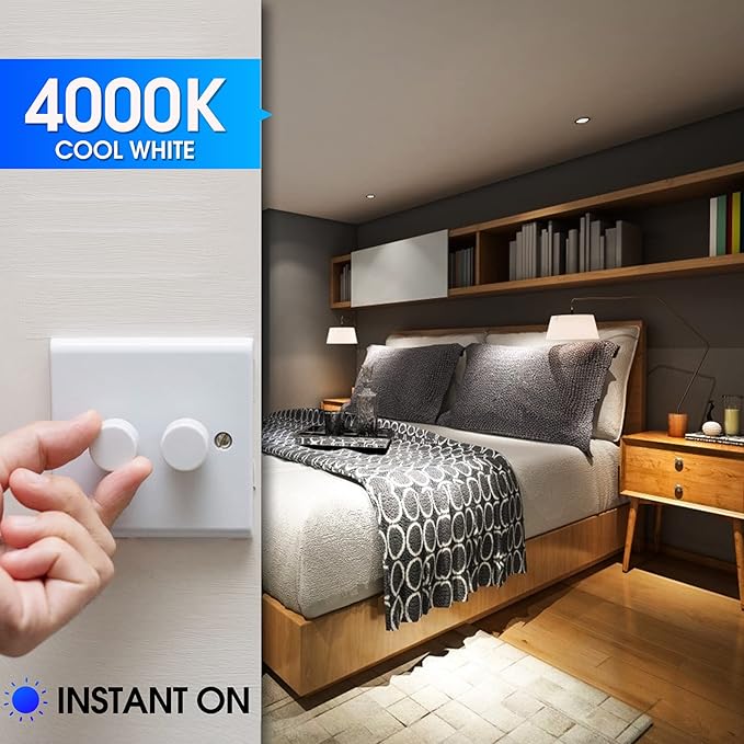 Energetic LED Bulbs 100 Watt Equivalent，Cool White 4000K A19 Dimmable Light Bulbs, 13.5W 1600lm CRI80+, 15000Hrs, UL Listed, 6-Pack