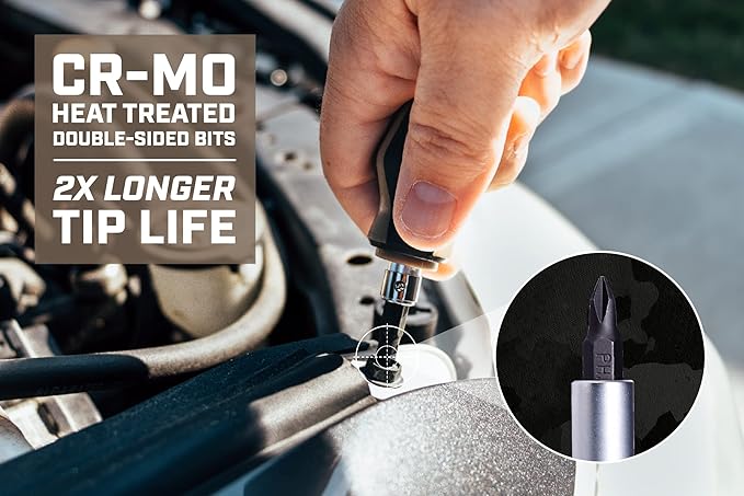 Spec Ops Tools Stubby Screwdriver, 9-in-1, Includes 4 Double-Sided S2 Steel Bits, Magnetic, 3% Donated to Veterans Black/Brown