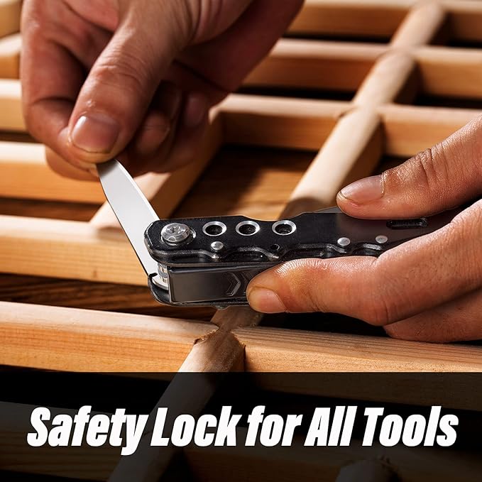 RoverTac Multitool Pliers Pocket Knife, 14 in 1 Multi Tool Knife Pliers Saw Bottle Opener Safety Lock Nylon Sheath, Camping Hiking Gear Multitool for Camping Survival Hiking DIY, Gifts for Men Dad