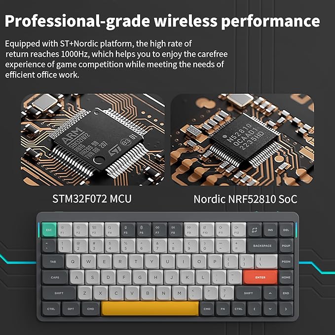nuphy Air75 V2 Portable 75% Mechanical Keyboard,Wireless Keyboard,Supports Bluetooth/2.4G/USB-C RGB Bluetooth Keyboards,Compatible with Windows/Mac OS/Linux Systems Grey-Gateron Cowberry Switch