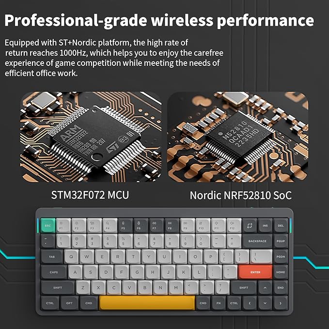 nuphy Air75 V2 Portable 75% Mechanical Keyboard,Wireless Keyboard,Supports Bluetooth/2.4G/USB-C RGB Gaming Keyboards,Compatible with Windows/Mac OS/Linux Systems Grey-Gateron Wisteria Switch