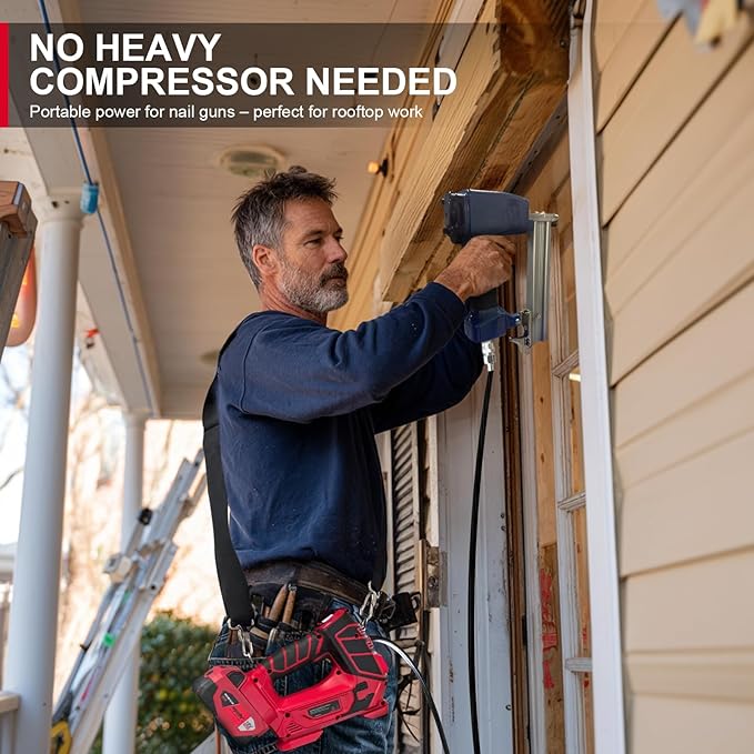 Air Compressor for Pneumatic Brad Nailer Stapler, Compatible with Milwaukee 18V Battery (Tool Only), 120 PSI Oil Free Cordless Portable Compressor, 160PSI Digital Tire Inflator for Pickup, Tire