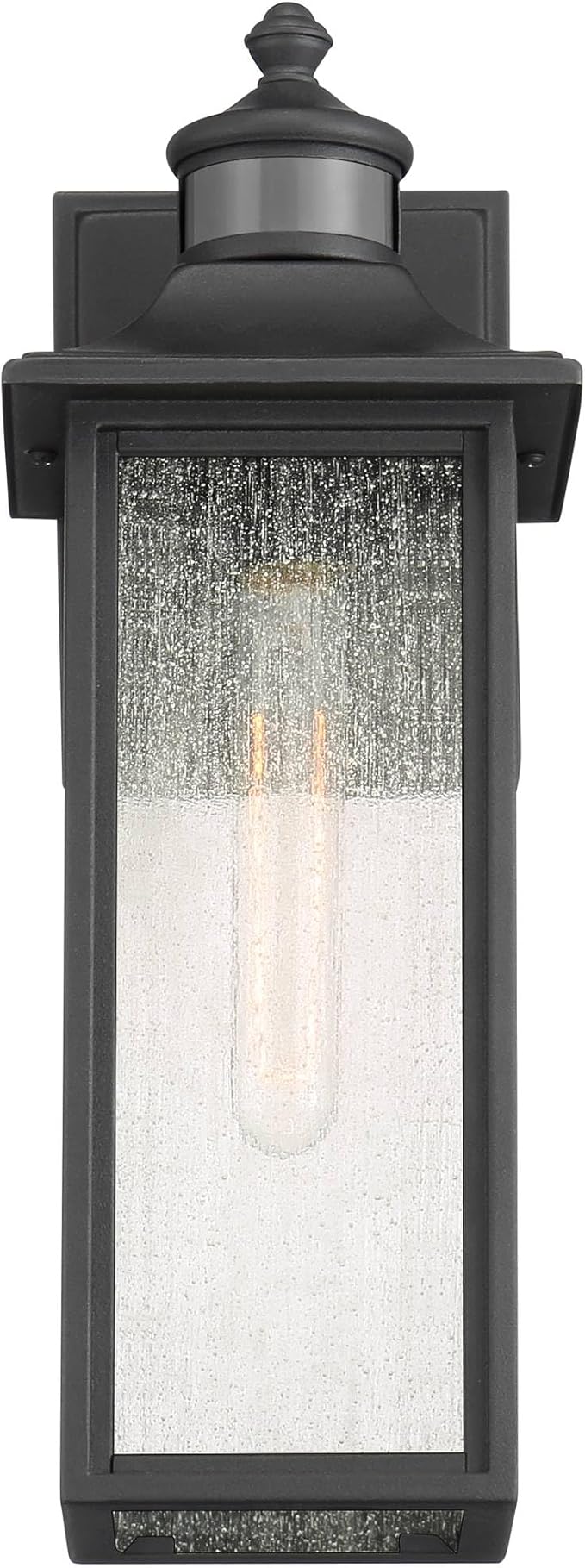 John Timberland Moray Bay Mission Outdoor Wall Light Fixtures Set of 2 Black Metal Motion Sensor 16 1/2" Seeded Glass Panels for Post Exterior Barn Deck House Porch Patio Garage Front Door