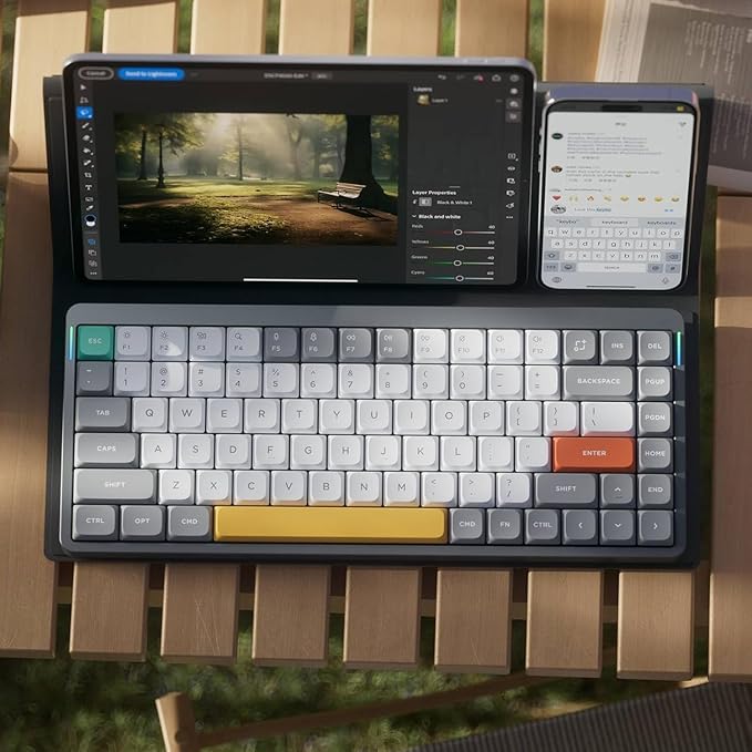 nuphy Air75 V2 Portable 75% Mechanical Keyboard,Wireless Keyboard,Supports Bluetooth/2.4G/USB-C RGB Gaming Keyboards,Compatible with Windows/Mac OS/Linux Systems Grey-Gateron Moss Switch