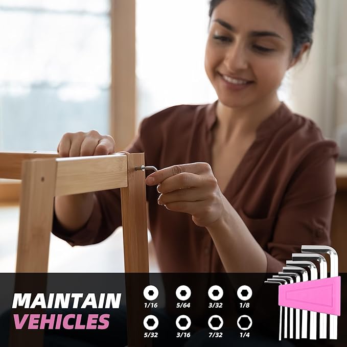 40-Piece Home Tool Kit with Easy Carrying Box, Small Basic Hand Tool Set Perfect for DIY Building, Home Maintenance and Woodworking, Great for College Students - PINK