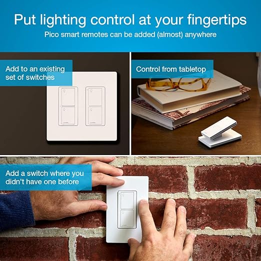 Lutron Caseta Deluxe Smart Light Switch Kit w/ Wall Plate and Smart Hub, Compatible w/ Alexa, Apple Home, Google Home, Single-Pole/3 Way, 5 Amp, P-BDG-PKG2WS-WH