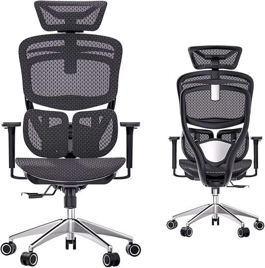 ERGOUP Ergonomic Office Chair,Full Mesh Design, 4D Adjustable Headrest, 360° Rotating Armrests, Black - Ultimate Support for Long Hours, Perfect for Elite Professionals & Gamers