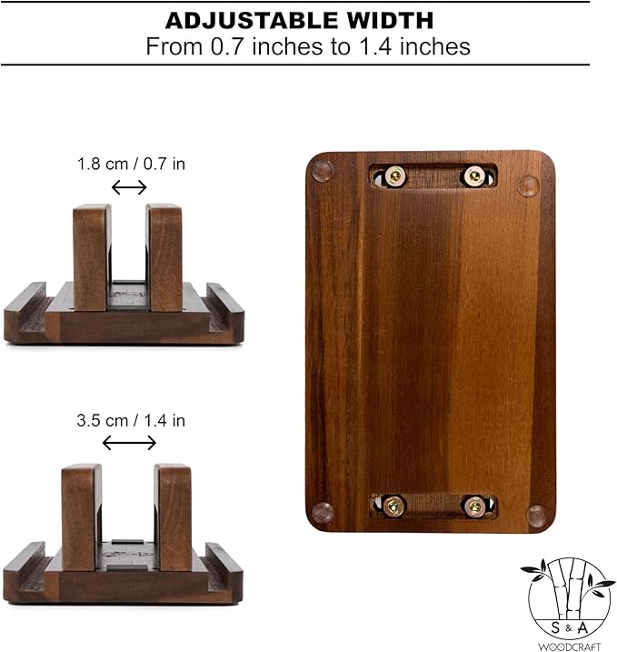 S&A WOODCRAFT 3 Slots Acacia Wood Vertical Laptop Stand, Adjustable Wooden Laptop Holder, Non-Slip Laptop Dock Compatible with Apple MacBook, Microsoft Surface, Gaming Laptops, IPad, Tablets