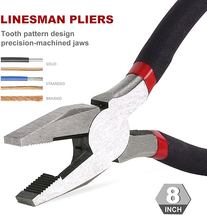 FASTPRO 6-Piece Utility Pliers and Wrench Set, Includes 10" Groove Joint, 10" Slip Joint, 8" Linesman, 8" Long Nose, 6" Diagonal Pliers and 8" Adjustable Wrench