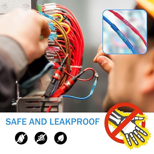 Kuject 90PCS Heat Shrink Wire Connectors, Multipurpose Waterproof Electrical Wire Terminals kit, Insulated Crimp Connectors Ring Fork Spade Butt Splices for Automotive Marine Boat Truck
