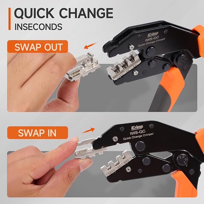 iCrimp Rachet Crimping Tool for Open Barrel Terminals, AWG 22-10 Wire Crimper, Electrical Crimp Tool, X2010 Jaws
