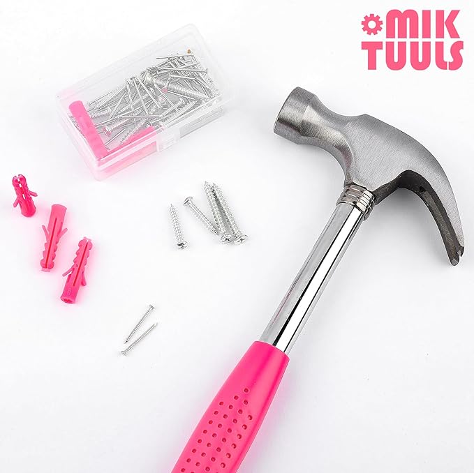 Electric Screwdriver Tool Set 112PCS, Home Tool Kit with 3.6V Small Power Cordless Screwdriver for Women, Pink