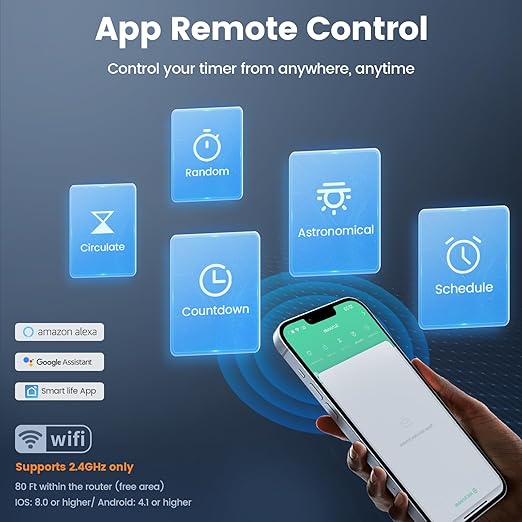 SURAIELEC 35 AMP Wi-Fi Smart Timer Switch for Outdoor Electrical Boxes, 120V WiFi Pool Timer, Power Distribution Waterproof Junction Box, RV Outlet, Pool Light, Security System, Holiday Decorations