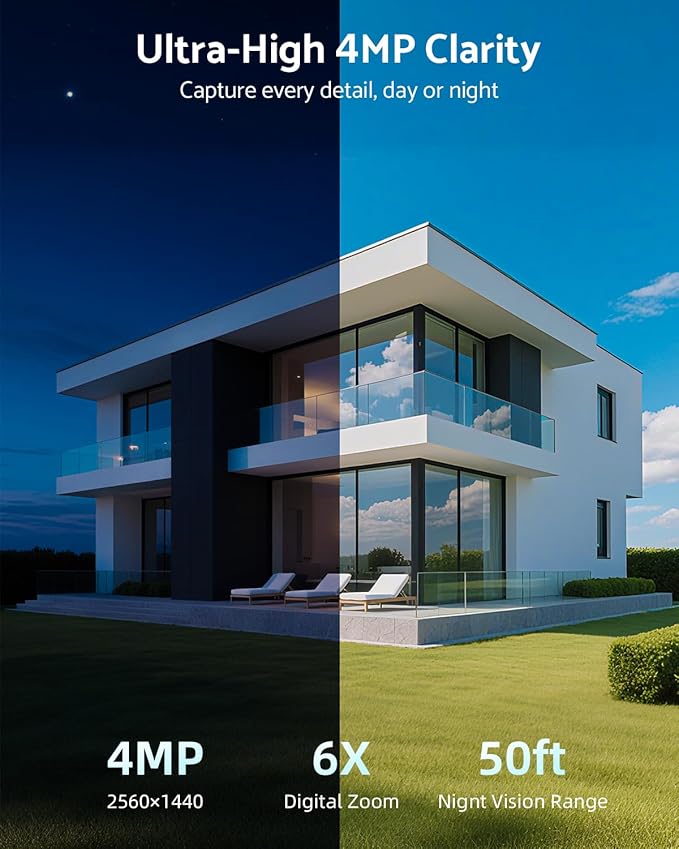 Solar Security Cameras Wireless Outdoor 4MP -2.4G&5G WiFi Security Camera with Integrated Solar Panel, Color Night Vision, Compatible with Alexa