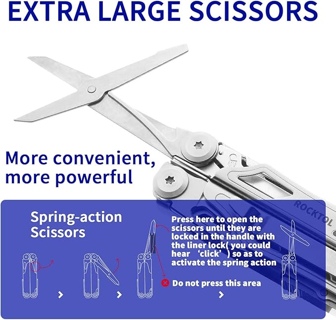 Multitool, 22-in-1 Multi-tool Pliers with Fire Starter, Emergency Whistle, Glass Breaker, Safety Locking and Nylon Sheath for Survival, Camping, multitool for men