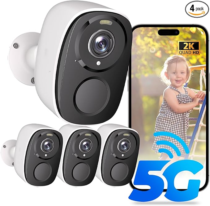 Upgraded 5G/2.4G WiFi Security Cameras Wireless Outdoor,2K Battery Powered Home Indoor Camera with AI Motion Detection, Siren,Color Night Vision, 2-Way Talk, IP65, Works/Alexa, Cloud/SD