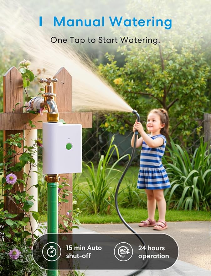 meross WiFi Water Hose Timer, Smart Sprinkler Timer with Brass Inlet & Outet, Work with Apple Homekit, Alexa & Google Assistant, Water Valve for Lawn, Garden, Yard and Pool, WiFi Hub Required