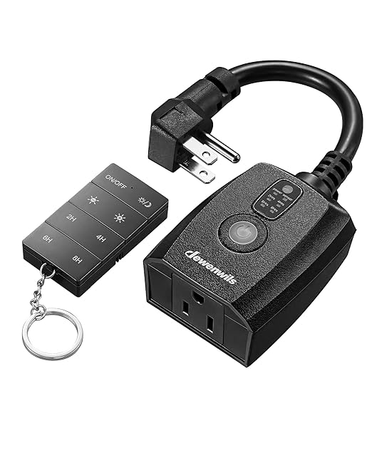 DEWENWILS Dusk to Dawn Dimmer Plug, 100FT Conrtrol Range Dimmable Timer, Compatible with Dimmable LED/Tungsten Bulbs, Waterproof Outdoor Dimmer for String Lights, Christmas Lights, FCC Certified