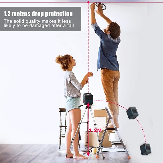 Laser Level, RockSeed Cross Line Laser with Self-Leveling, Vertical and Horizontal Line, Rotatable 360 Degree, Carrying Pouch, Battery Included(Red)