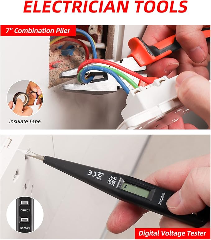 Tool Sets Household Tool Kit 15-Piece,General Home/Auto Repair Tool Set with Hammer, Pliers, Screwdriver Set and Toolbox Storage Case - Perfect for Homeowner, Diyer, Handyman (15-Piece)…