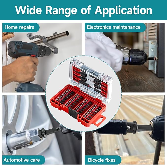 36Pcs Impact Driver Bits Set with a Storage Case, 28 Magnetic Screwdriver Bits, 5 Magnetic Sockets, 3 Socket Adapters, 1/4 In. Hex Shank Driver Tools Set for Power Screwdrivers, Electric Drill Drivers