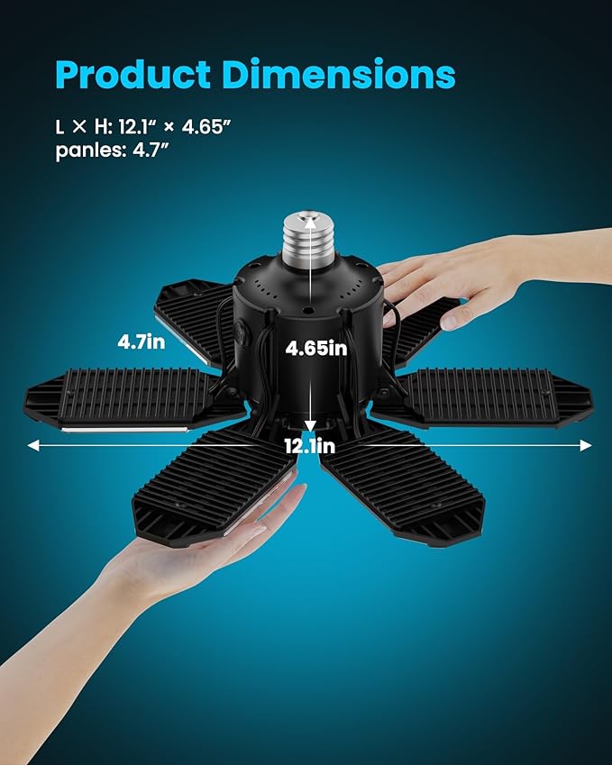 Motion Sensor Garage Lights 20000LM, Motion Activated Garage Ceiling Led Shop Light with Screw-in E26 Socket & Auto Shutoff - Motion Sensor Light Indoor Bulb for Warehouse/Attic/Barn 2-Pack