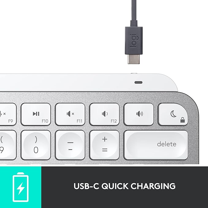Logitech MX Keys Mini for Mac Minimalist Wireless Keyboard, Compact, Bluetooth, Backlit Keys, USB-C, Tactile Typing, Compatible with MacBook Pro,Macbook Air,iMac,iPad - Pale Grey