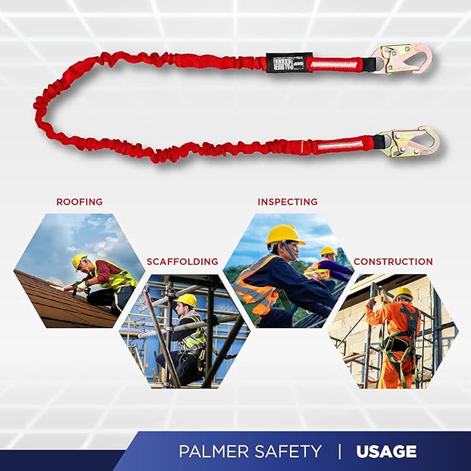 Palmer Safety Full Body Construction Harness with 5 Point Adjustment, 1D-Ring, Tongue Buckle