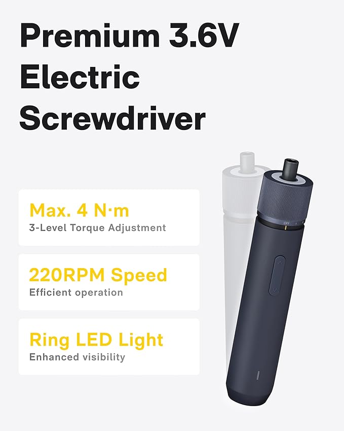 HOTO 18-Piece Tool Kit, Electric Screwdriver w/LED, 3 Torque, 10 Bits, Basic Home Tool Kit - Compact & Portable w/Hidden Buckle, Home Repair Set for DIY Projects/Dorm Repairs/Assembling