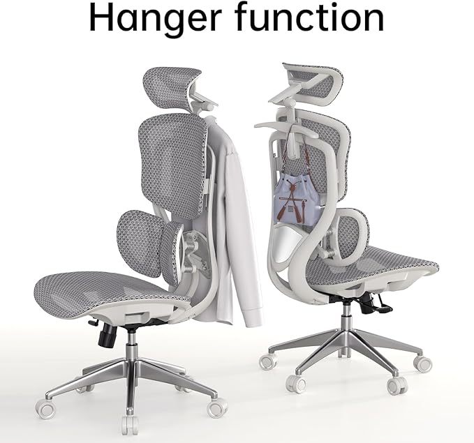 ERGOUP Ergonomic Office Chair - Full Mesh Backrest, 4D Adjustable Headrest, 360° Rotating Armrests, Gray - Premium Support for Professionals, Gamers & Home Office Users