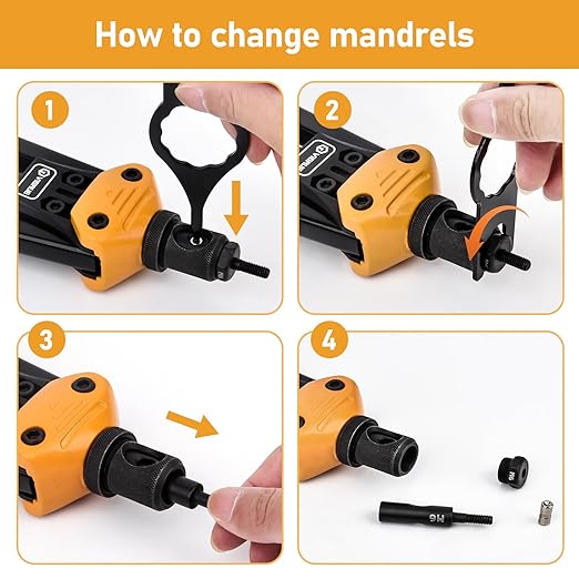 VIGRUE 16'' Rivet Nut Tool Kit Nutserts Rivnut Hand Tool Set with 15PCS Metric & SAE Mandrels and 300PCS Rivet Nuts Assortment