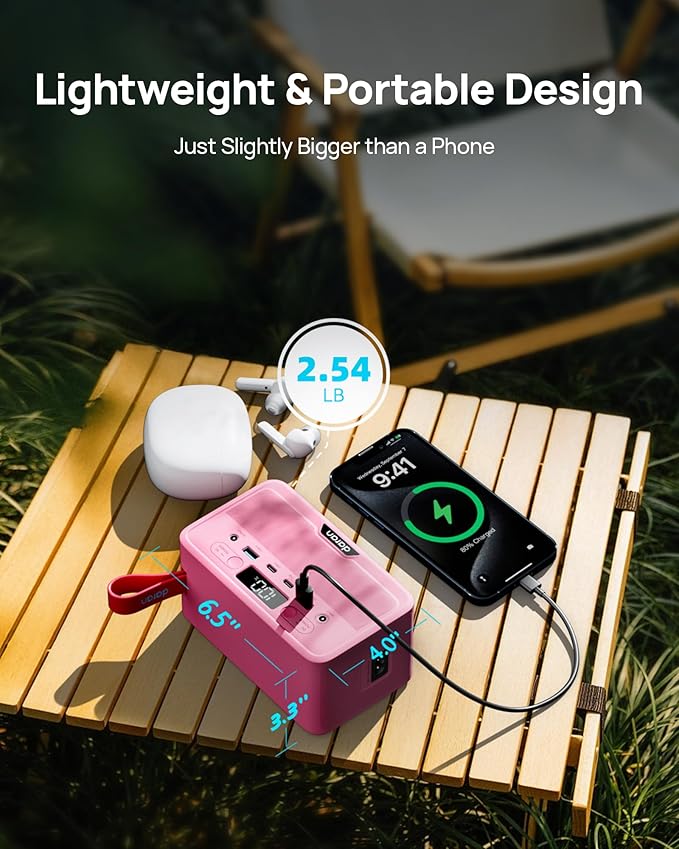 Portable Power Station 28,000mAh LiFePO4 Battery 100W(200W Peak) Solar Power Bank,Portable Charger Small Electric Generator with AC Outlets & PD Fast Charging Camping Essentials (Solar Panel Optional)