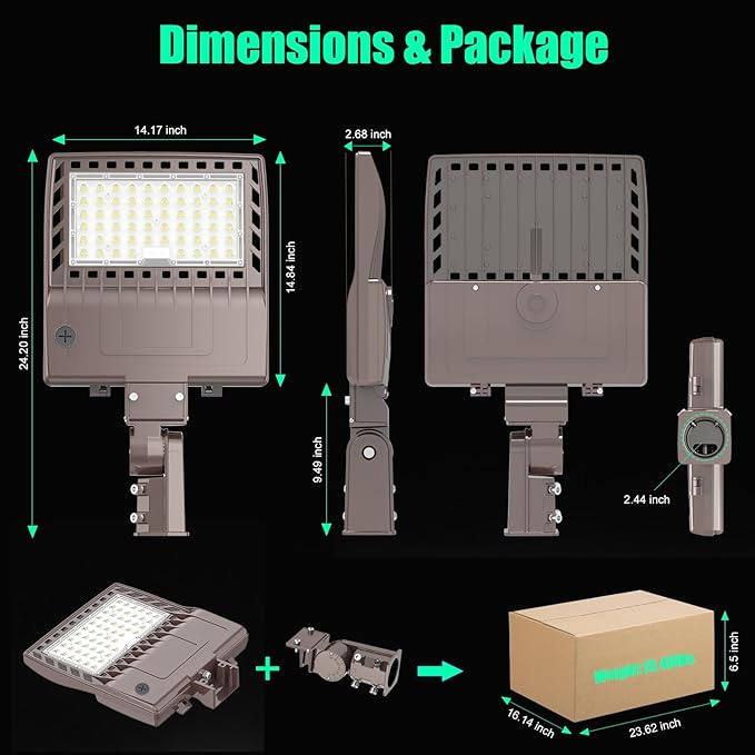 BBESTLED 480 Volt Commercial Parking lot LED Lights 240W 33600LM 5000K IP65 DLC Listed, 450V LED Stadium Flood Light for Street Industries Roadways, 347V LED Pole Light Slip Fitter (277-480VAC Input)