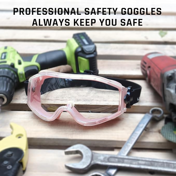 UKNOW Safety Goggles Over Glasses - Anti-Fog Clear Lens - ANSI Z87.1 Certified Eye Protection for Lab Work, Industrial Use