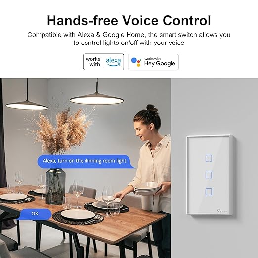 SONOFF TX WiFi Smart Wall Switches US (T2-3 Gang, White)