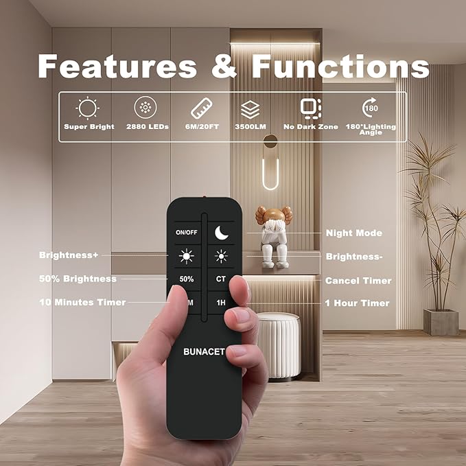 COB LED Strip Lights 5760LEDs, 40FT 3000K Dimmable Warm White Bright LED Lights for Bedroom Counter Under Cabinet Kitchen