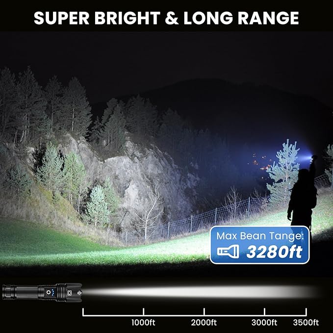 Rechargeable LED 90,000 Flashlights High Lumens, 2 Pack Super Bright Flash Light with 5 Modes, High Powered Handheld Flashlight for Home Camping Hiking Night Work