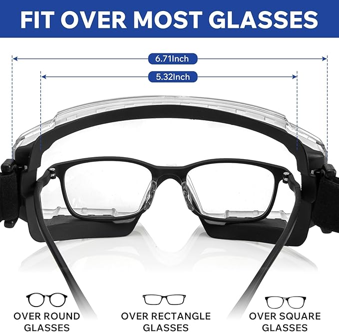 Safety Goggles Glasses 2 Pack - Anti-Fog Clear Lens, Impact Resistance - Adjustable Non-Slip Strap - ANSI Z87.1 Certified Eye Protection for Chemistry Lab Work & Industrial Use for Men & Women