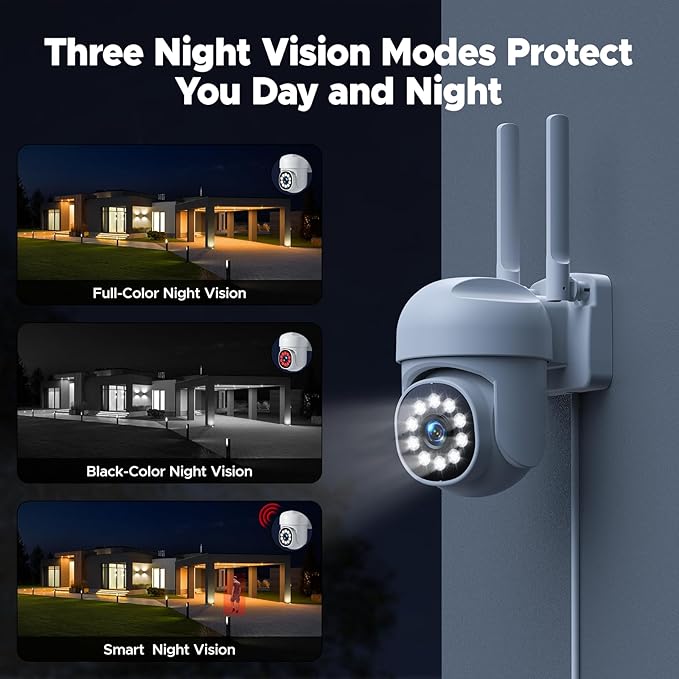 Security Cameras Wireless Outdoor, 350° Pan & 90° Tilt CCTV Camera with Auto AI Motion Detection & Spotlight Siren Alarm, WiFi Surveillance Indoor Home Camera, Color Night Vision, 2-Way Talk