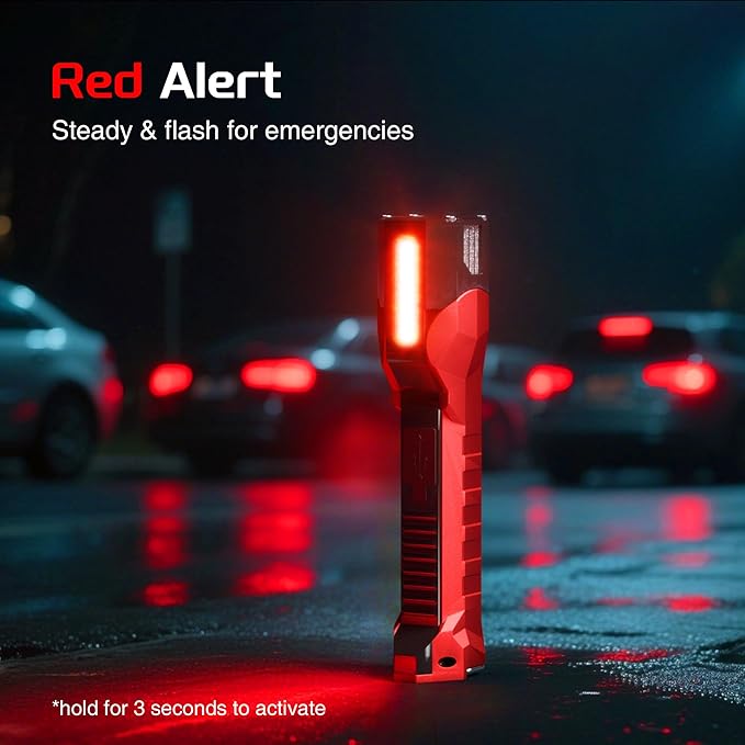 Anhay Rechargeable Work Light, 1200 Lumens LED Work Light with 160° Swivel Head, Magnetic Base & Hooks, 6 Lighting Modes Magnetic Work Light for Car Repairs, Emergencies, and Power Outages