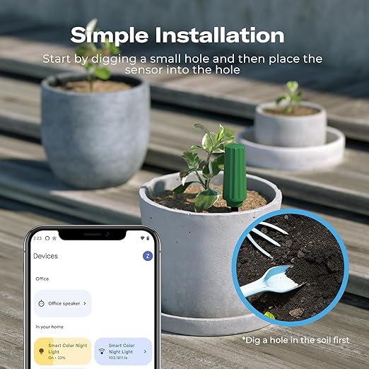 THIRDREALITY Smart Soil Moisture Sensor 3Pack,Zigbee hub Needed,Capacitive Probe,Moisture/Temperature Meter for Garden Planting,Compatible with Homey,Hubitat, SmartThings,Home Assistant