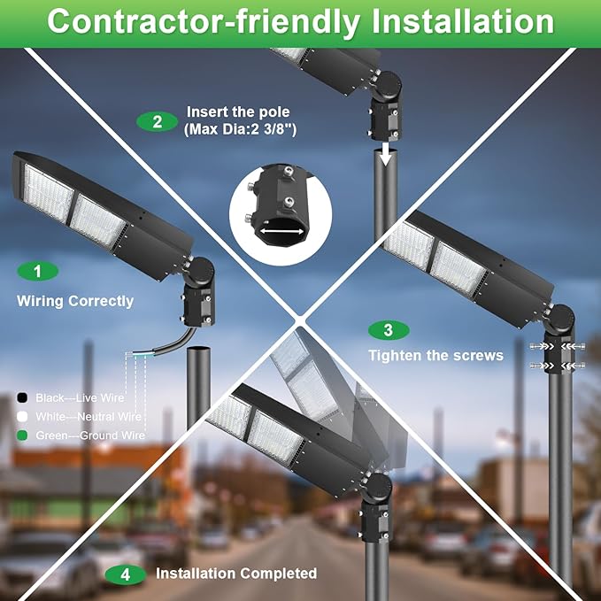 480V 300W LED Parking Lot Light, 5000K 42000LM LED Shoebox Area Light (1000W HID/HPS Equiv.) with Slip Fitter Mount, Dimmable Commercial Street Lighting with 20KV Surge Protection, UL DLC Listed