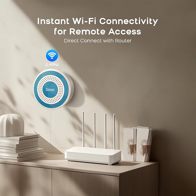 Wireless Alarm System,Smart Home Security System with Instant App Alerts,8 Pieces Door Alarms Kits Siren Hub with Door/Motion Sensors,Remote,Work with Alexa/Google for Villa,Apartment,Kids Safety