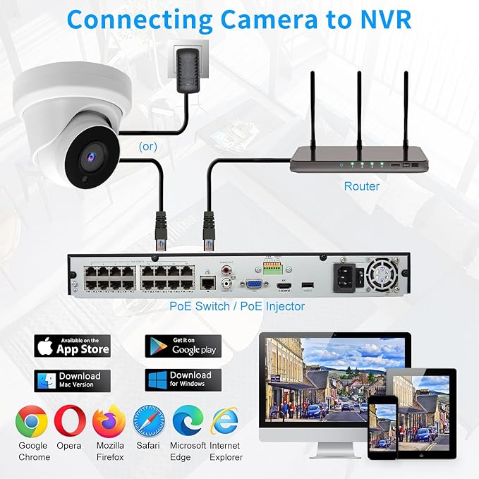 8MP 4K IP PoE Turret Camera Outdoor, H.265 PoE IP Security Dome Camera with 80ft Night Vision, 2.8mm Lens, 105° Wide Angle, Built-in Mic, WDR, Compatible with Third-Party NVRs and Software